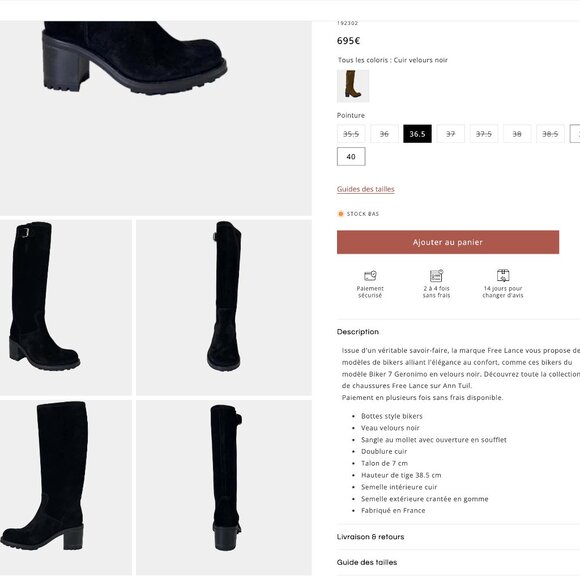 Free Lance Paris black suede tall moto boot - Picture 7 of 16